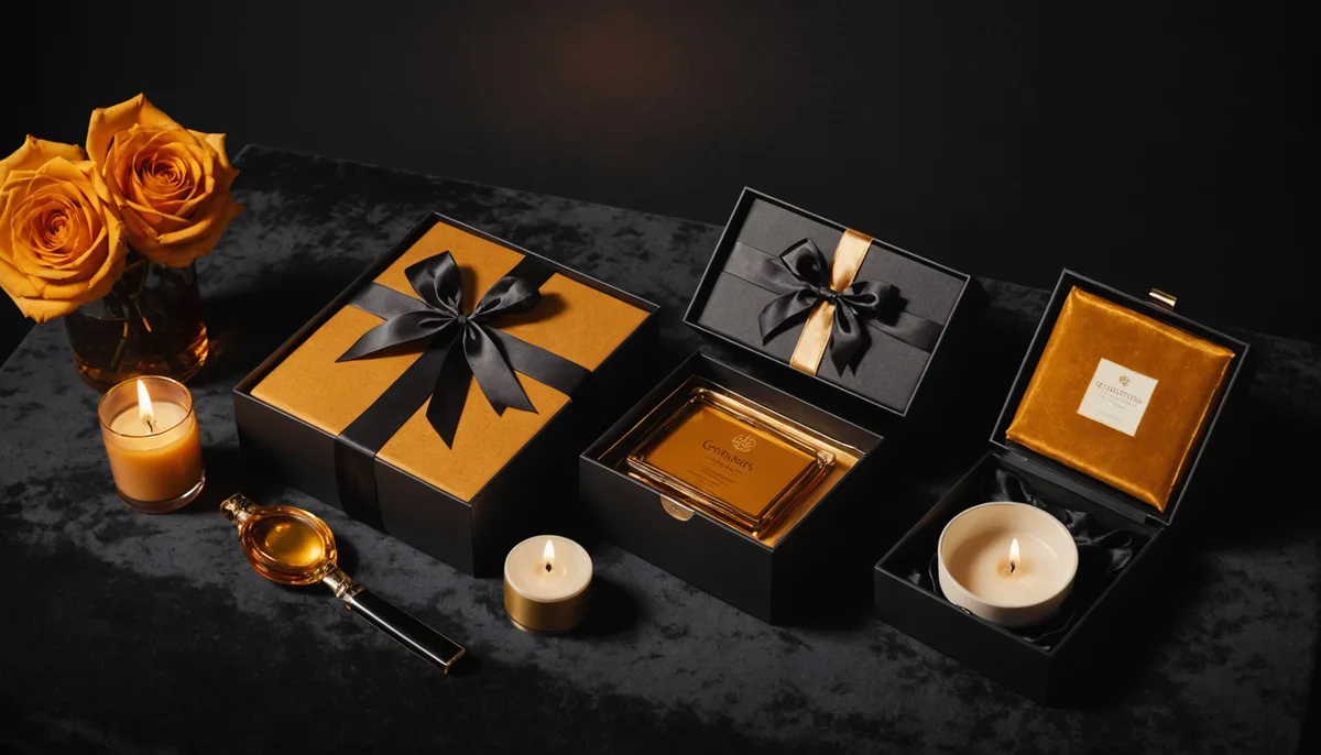 Kit de presente romântico para namorada com embalagem elegante e produtos íntimos