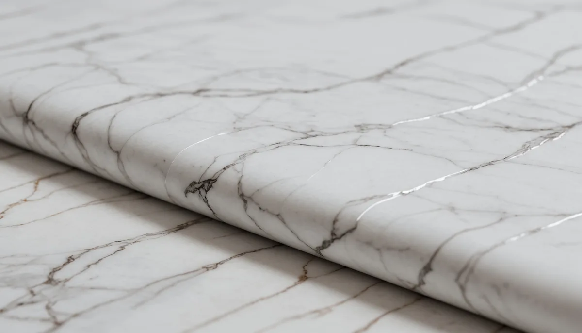 Detalhe de textura de silicone de grau médico em produto íntimo sobre mármore branco