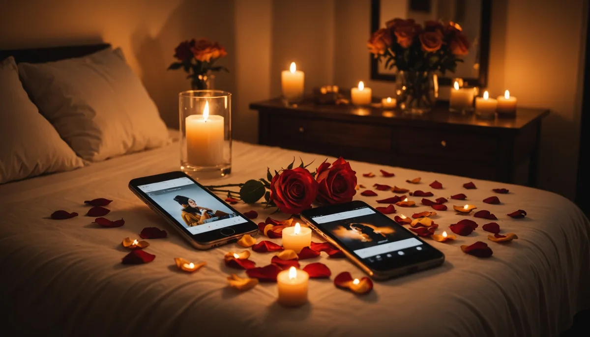 Quarto romântico com velas e clima intimista para continuar a noite a dois