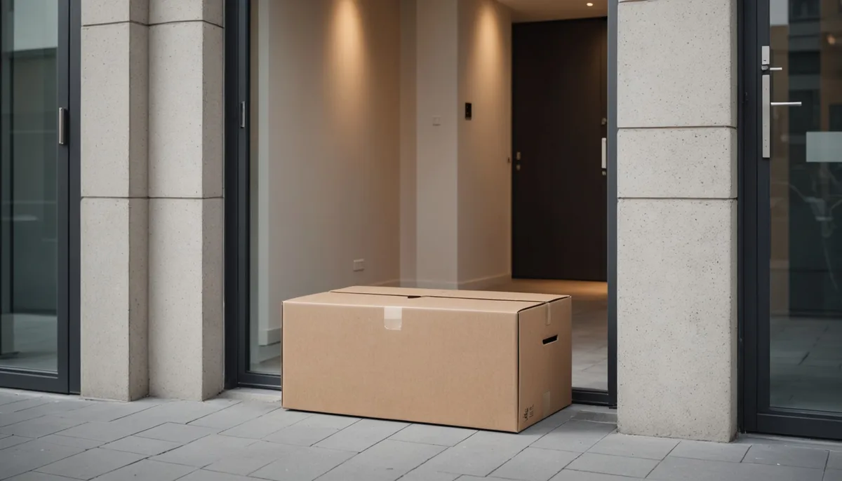 Caixa de entrega discreta e neutra na porta de apartamento em Salvador